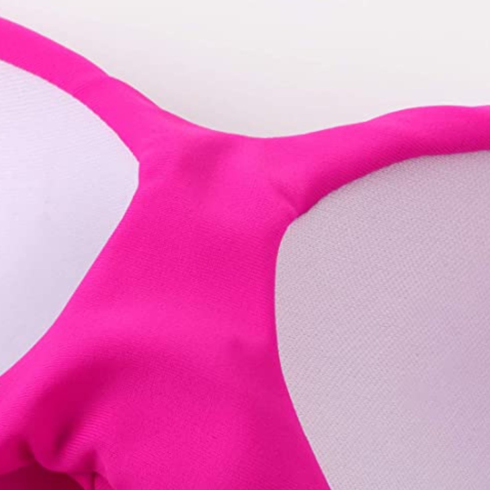 Barbie pink Women’s Criss cross  High Waisted 2 piece bathing suit - Picture 4 of 7